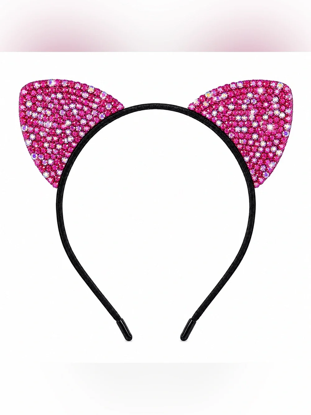 Pink & AB Iridescent Diamond Rhinestone Crystal Cat Ears Headband New